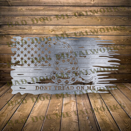 Don't Tread on Me Gadsden Tattered American Flag - Dxf and Svg