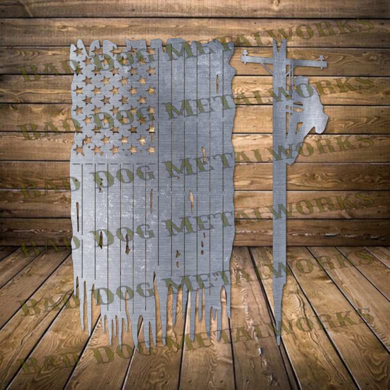 Tattered Lineman Flag - Dxf and Svg