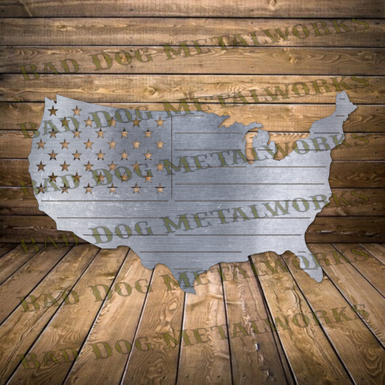 USA Outline Flag - Dxf and Svg