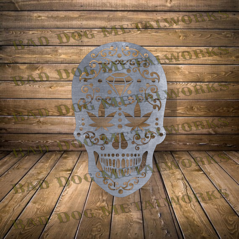 Pot Leaf Sugar Skull - Dxf and Svg