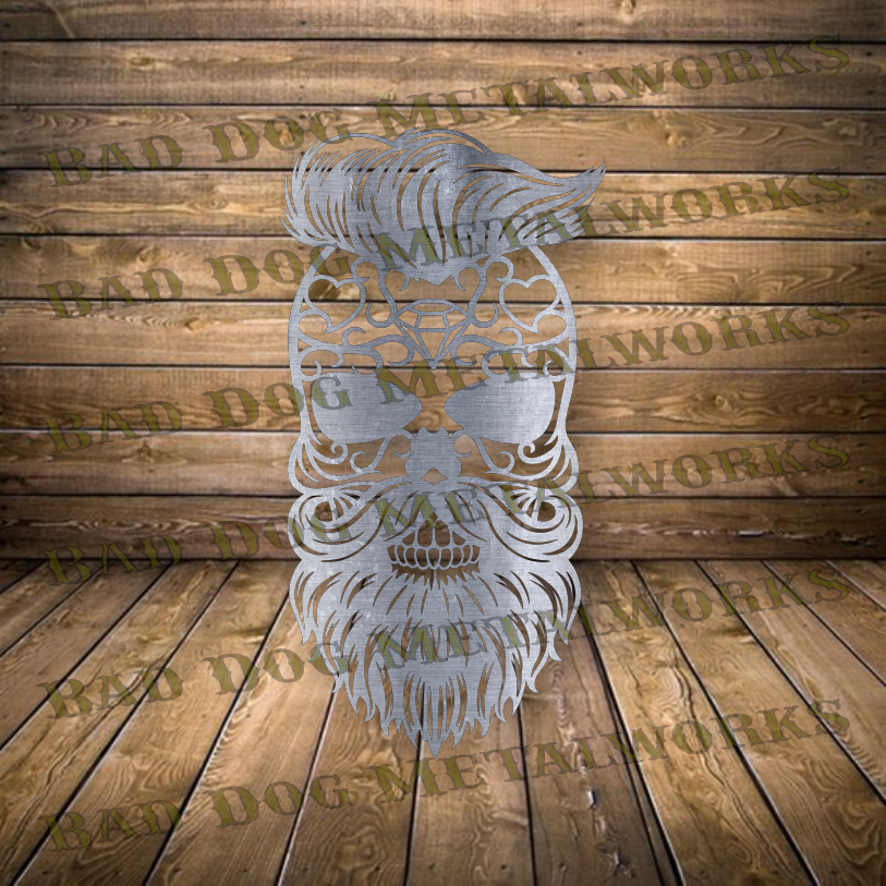 Bearded Sugar Skull - Dxf and Svg