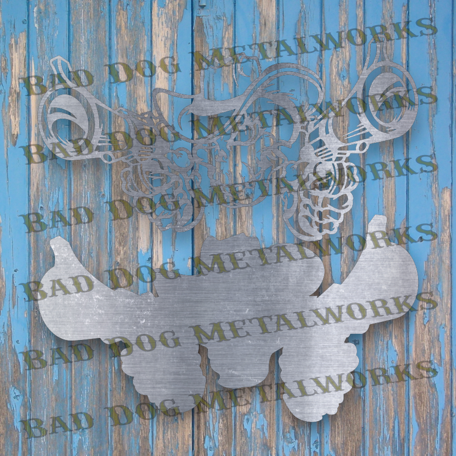 Cowboy Skull and Guns - Dxf and Svg