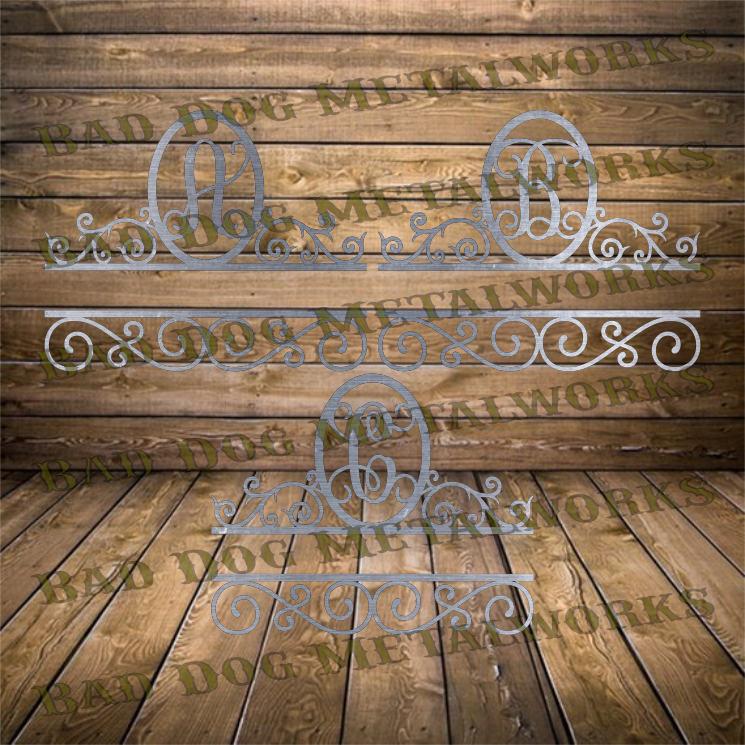 Vine Font Split Scroll Monogram Set - Dxf and Svg