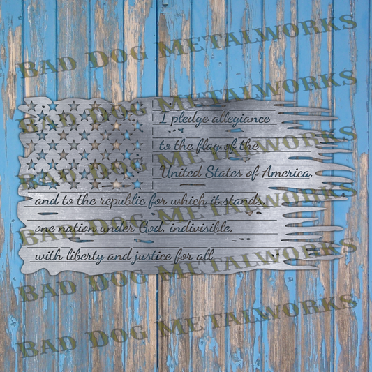 Pledge of Allegiance Tattered Flag - Dxf and Svg