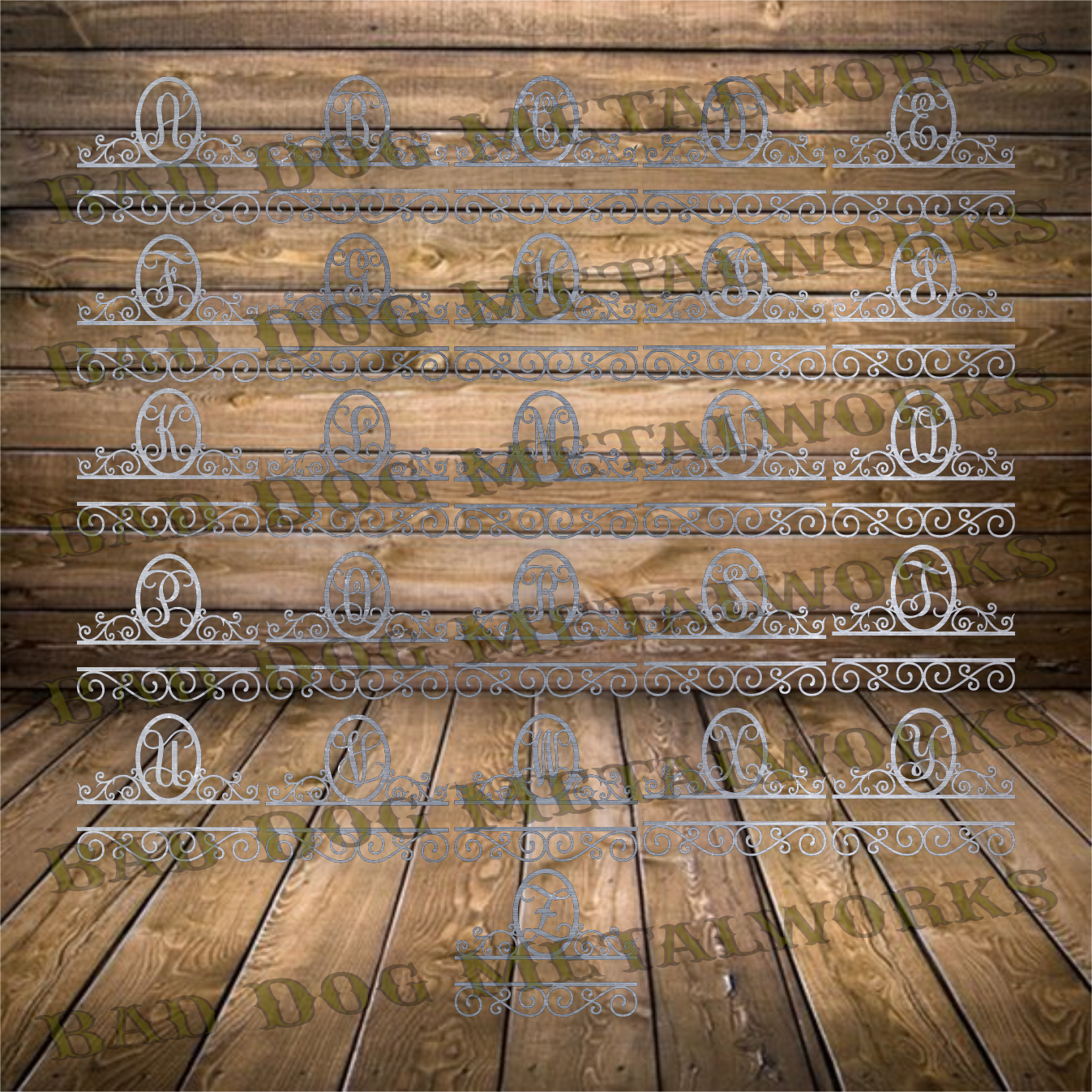 Vine Font Split Scroll Monogram Set - Dxf and Svg