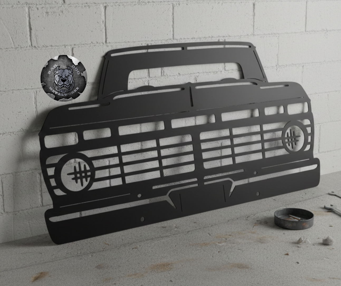 1973 Ford Pickup Truck Front End Metal Art
