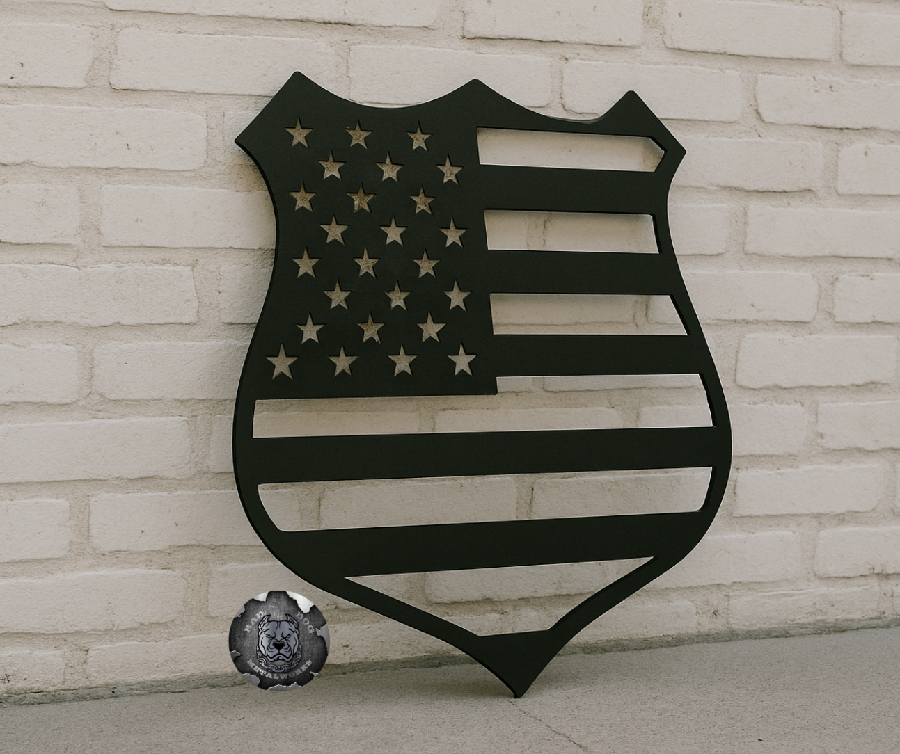 Badge Flag Protect and Serve