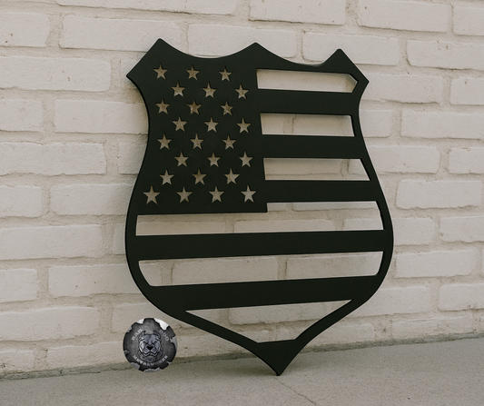 Badge Flag Protect and Serve