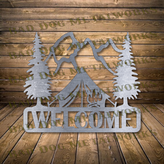 Camping Welcome Plaque - Dxf and Svg
