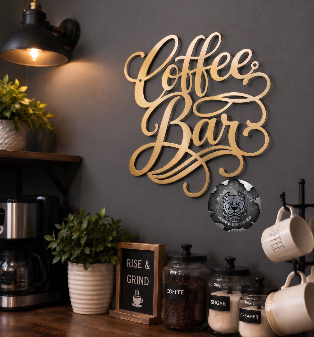 Coffee Bar Script Metal Sign