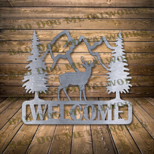 Deer Welcome Plaque - Dxf and Svg