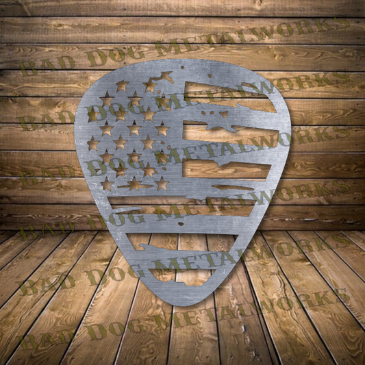 American Flag Guitar Pick - Dxf and Svg