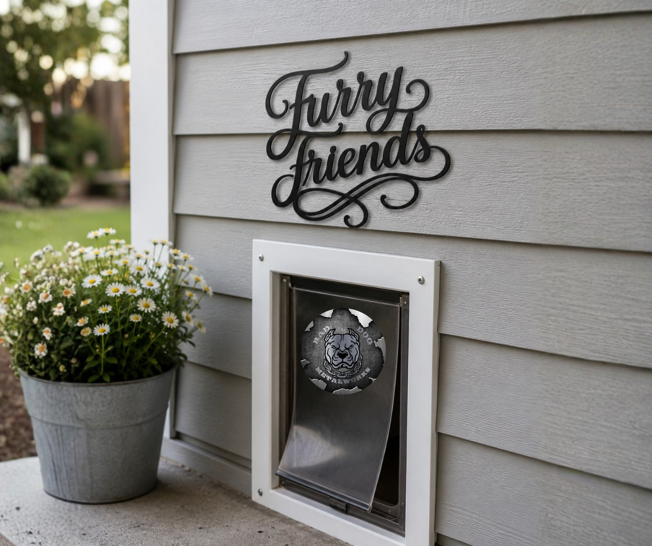 Furry Friends Script Metal Sign