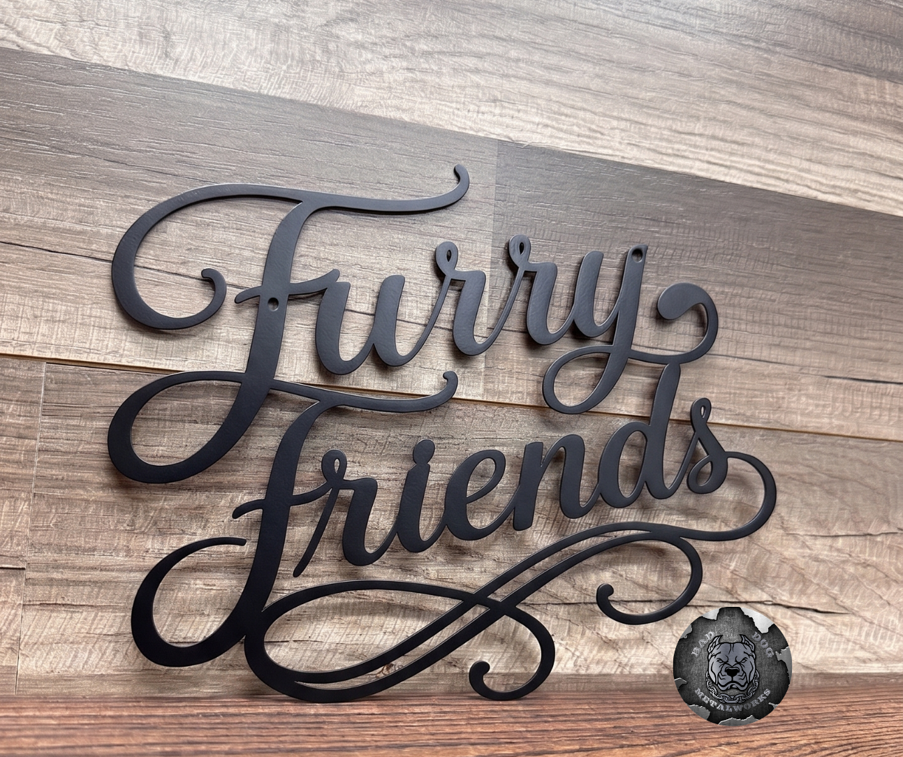 Furry Friends Script Metal Sign