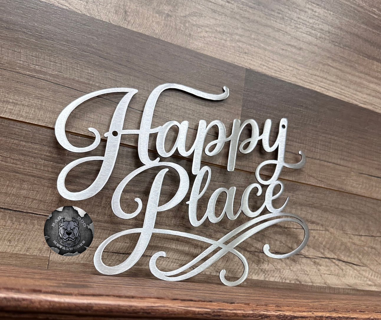 Happy Place Script Metal Sign