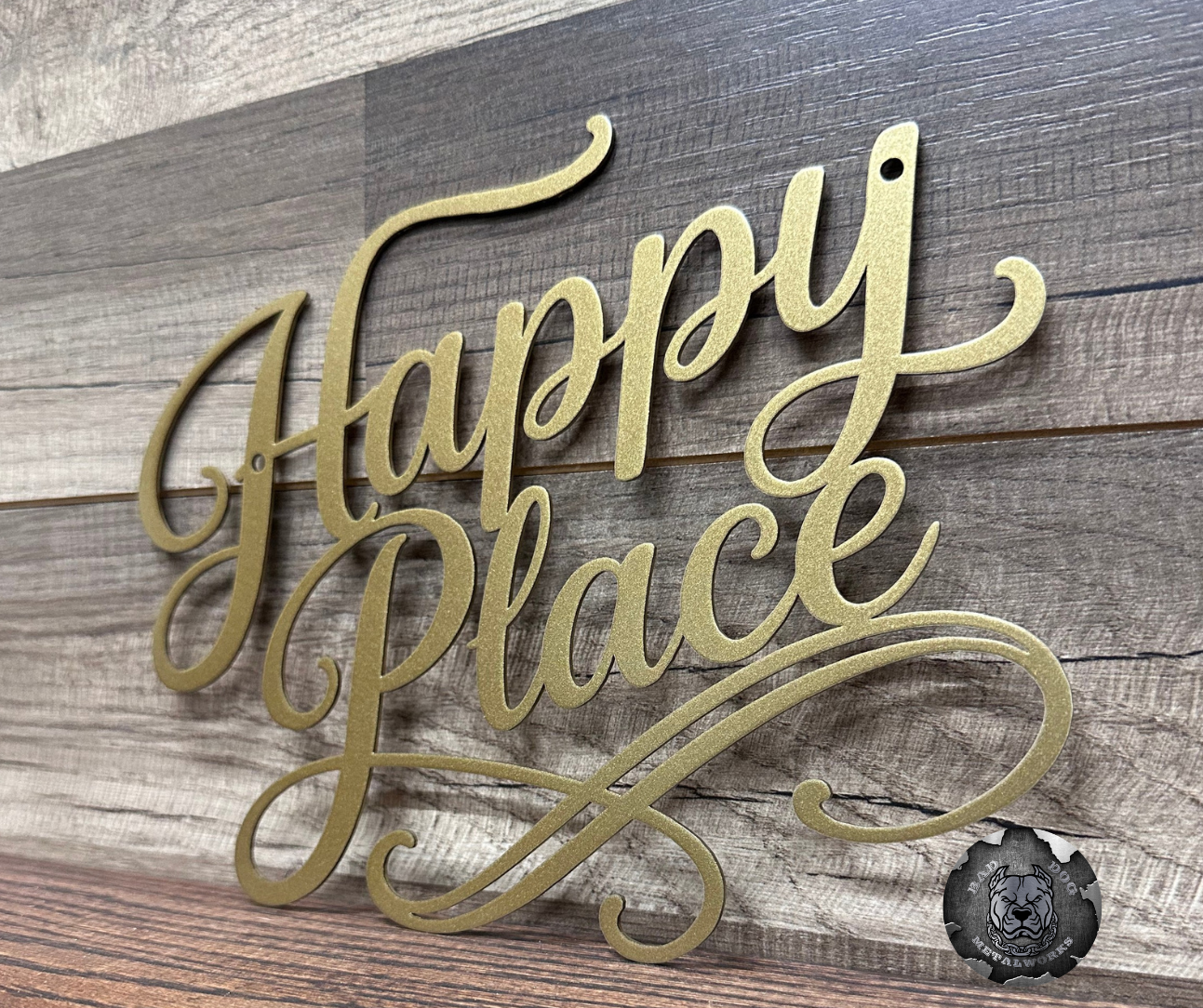 Happy Place Script Metal Sign