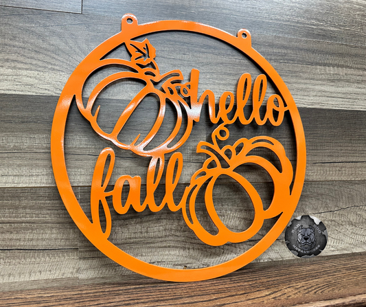 Hello Fall Metal Garden Flag