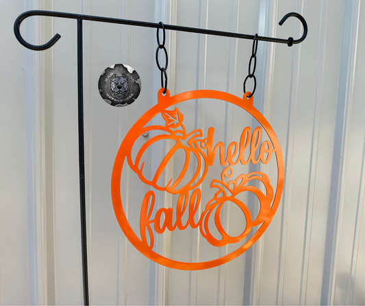 Hello Fall Metal Garden Flag