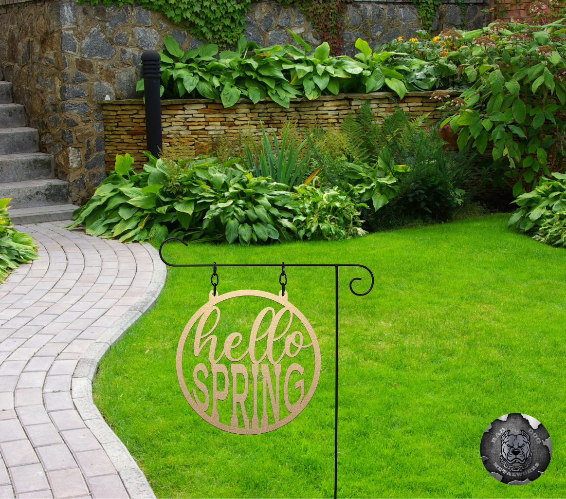 Hello Spring Metal Garden Flag