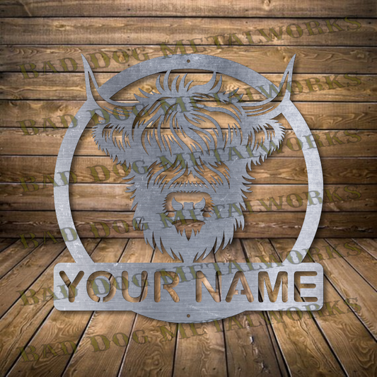 Highland Cow Monogram - Dxf and Svg