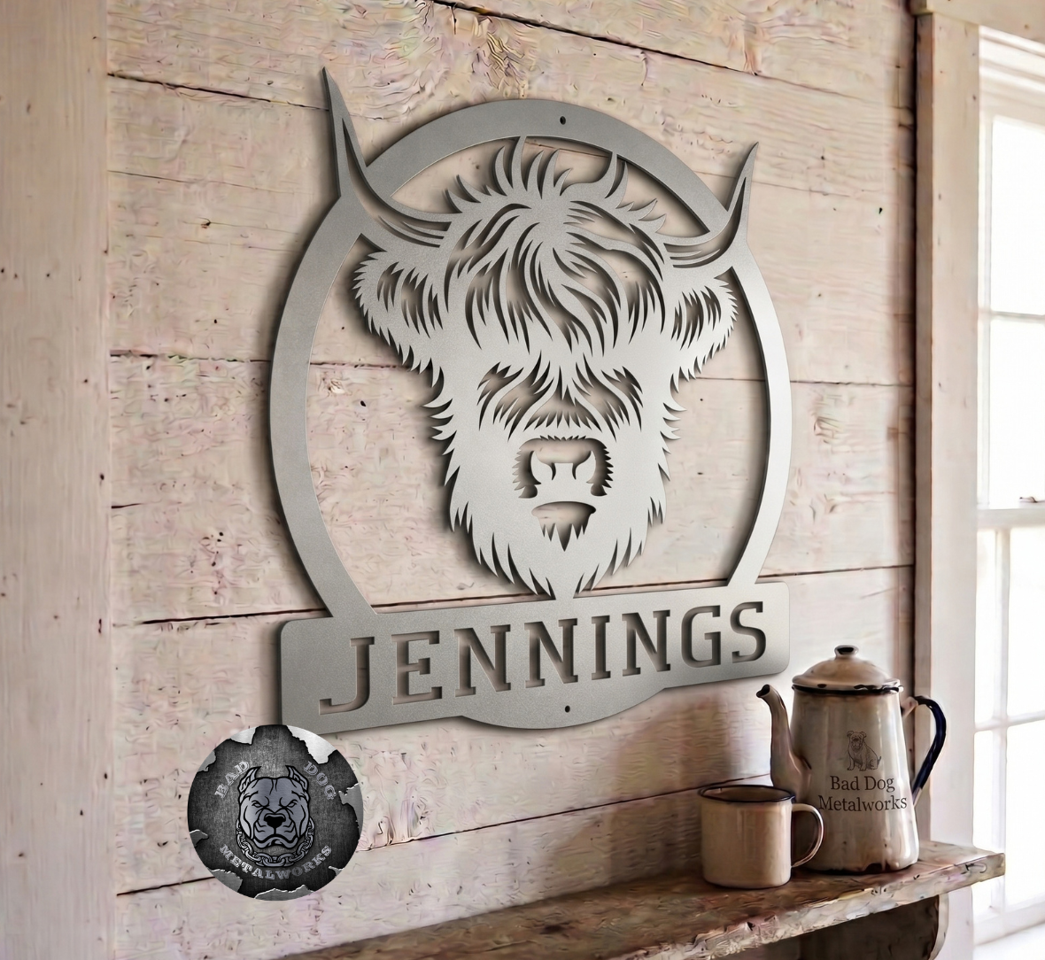 Highland Cow Head Monogram