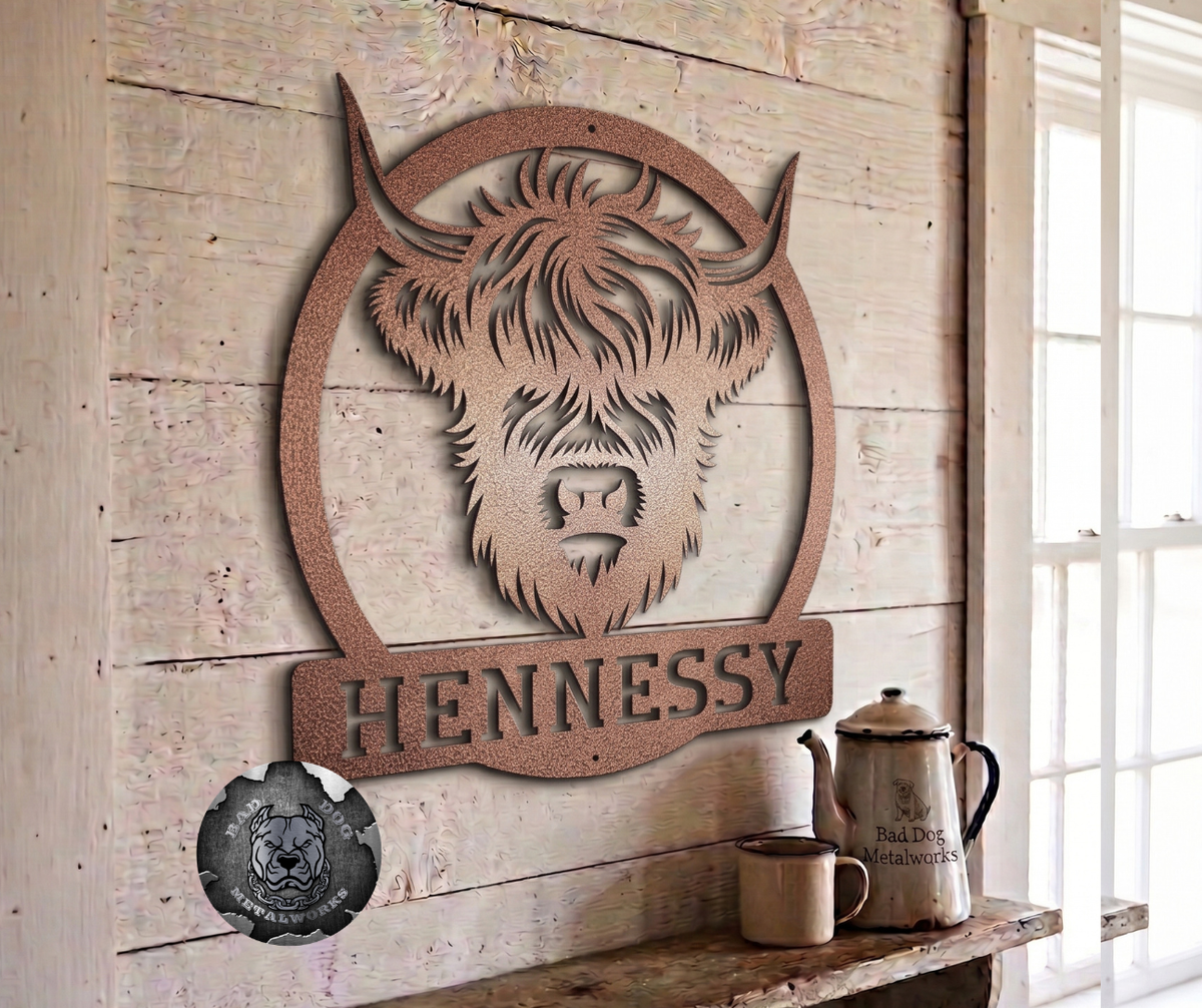 Highland Cow Head Monogram