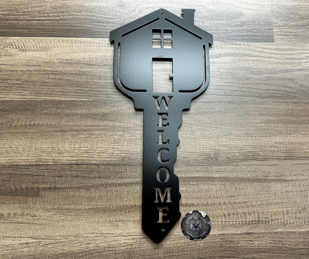 Welcome Home Key Sign Welcome House Key – Bad Dog Metalworks
