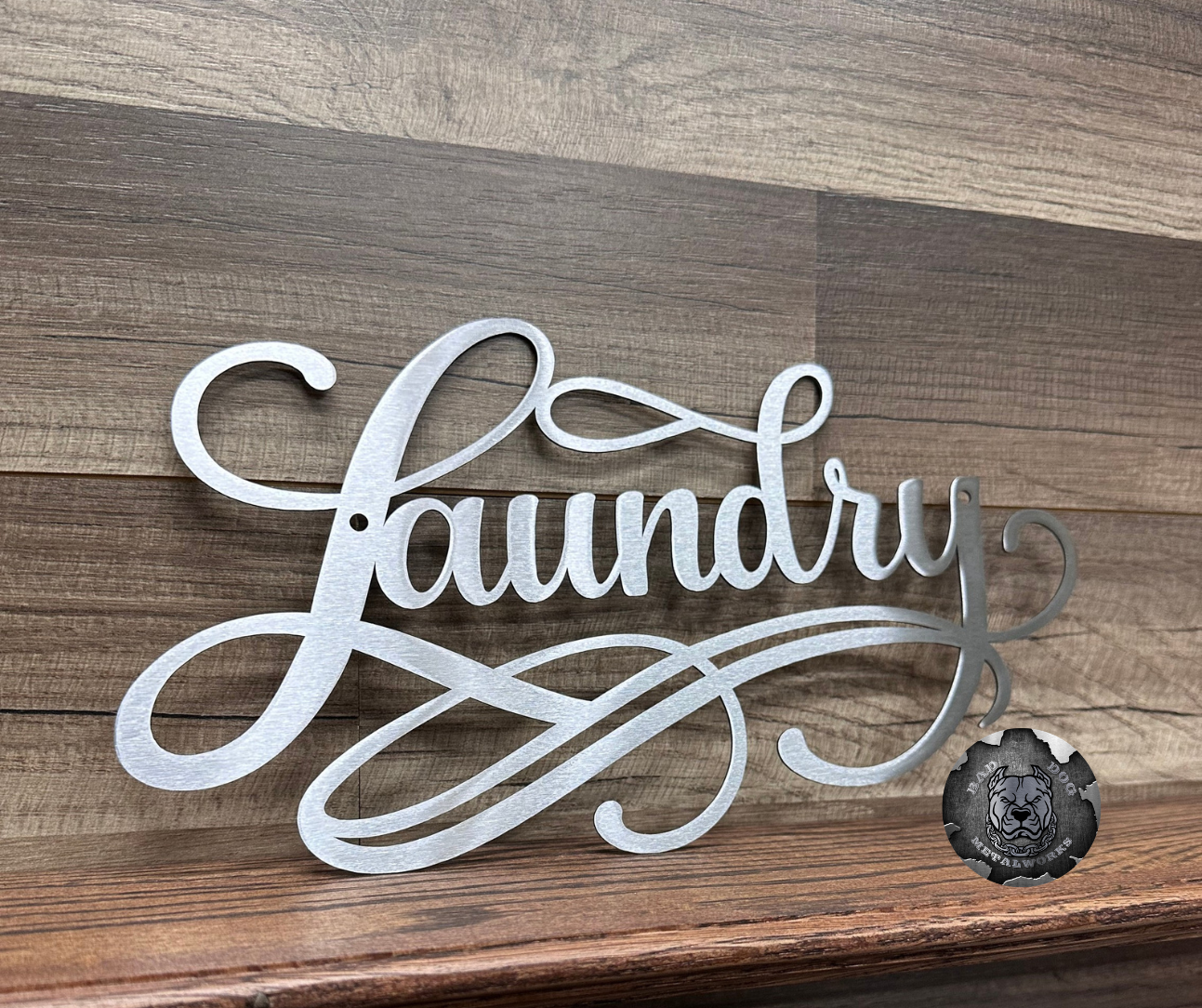 Laundry Script Metal Sign