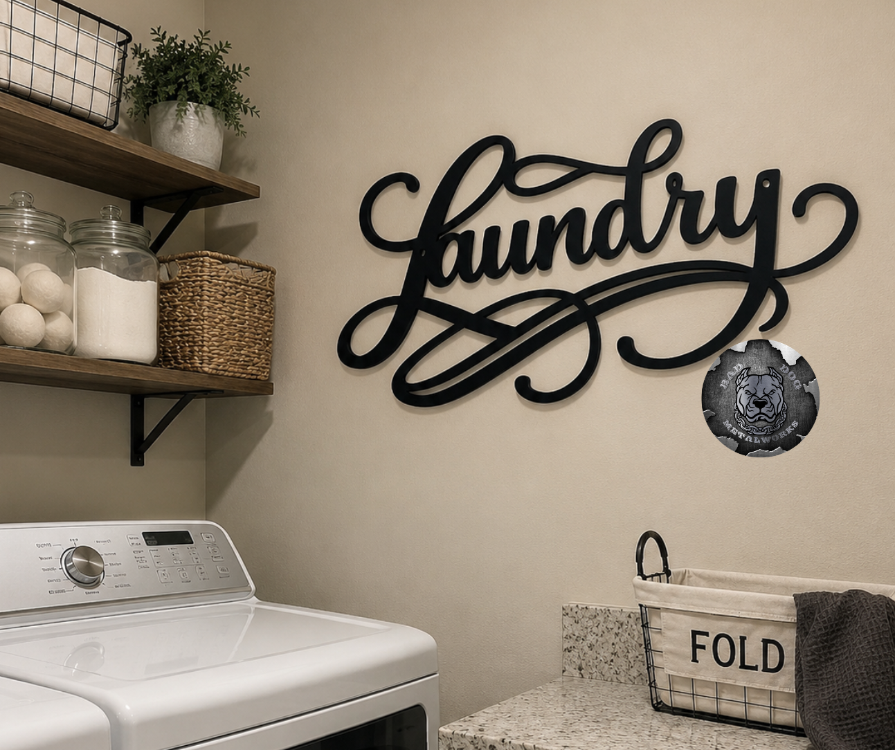 Laundry Script Metal Sign