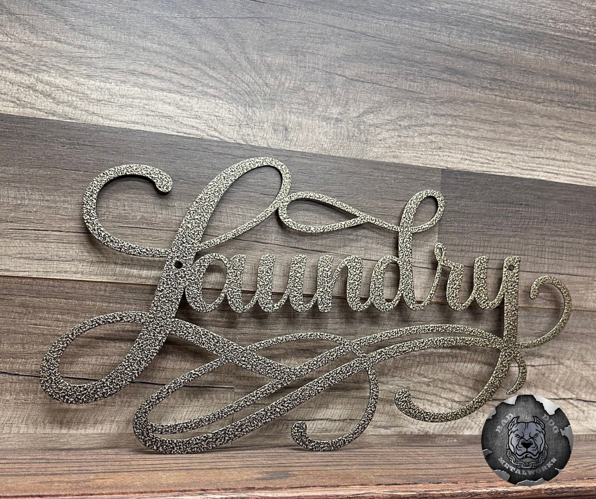 Laundry Script Metal Sign