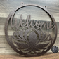 Lotus Welcome Metal Garden Flag