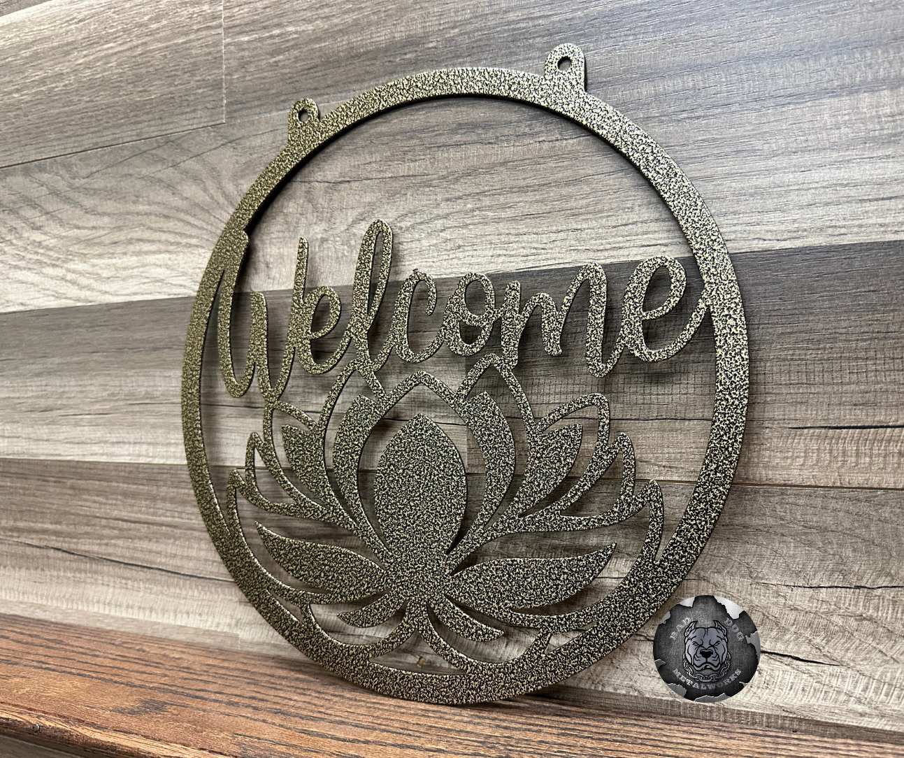 Lotus Welcome Metal Garden Flag