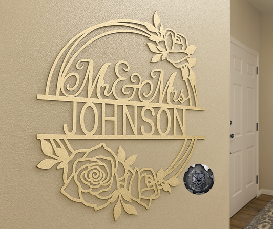 Mr. & Mrs. Rose Wreath Monogram