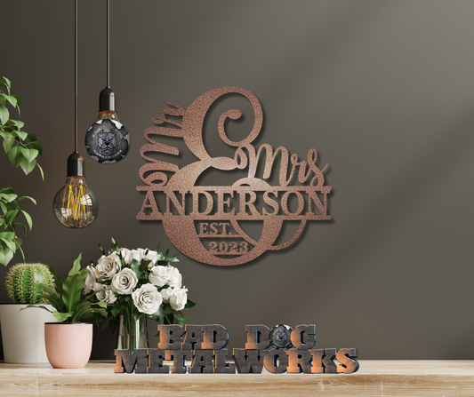 Mr. & Mrs. Personalized Monogram with Established Date