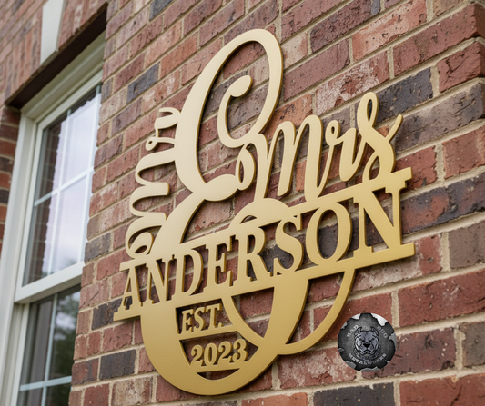 Mr. & Mrs. Personalized Monogram with Established Date