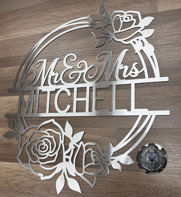 Mr. & Mrs. Rose Wreath Monogram