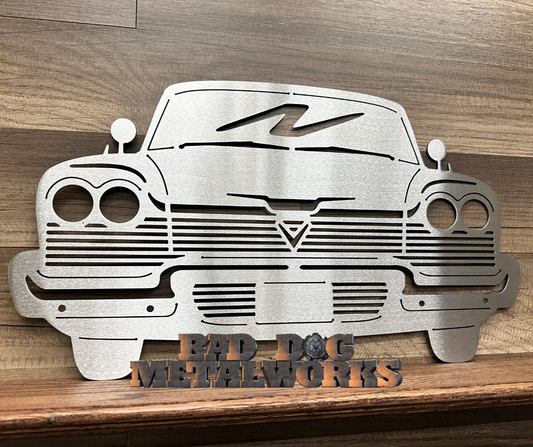 1958 Plymouth Fury Front End Metal Art
