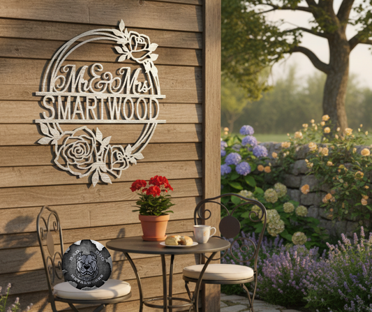 Mr. & Mrs. Rose Wreath Monogram