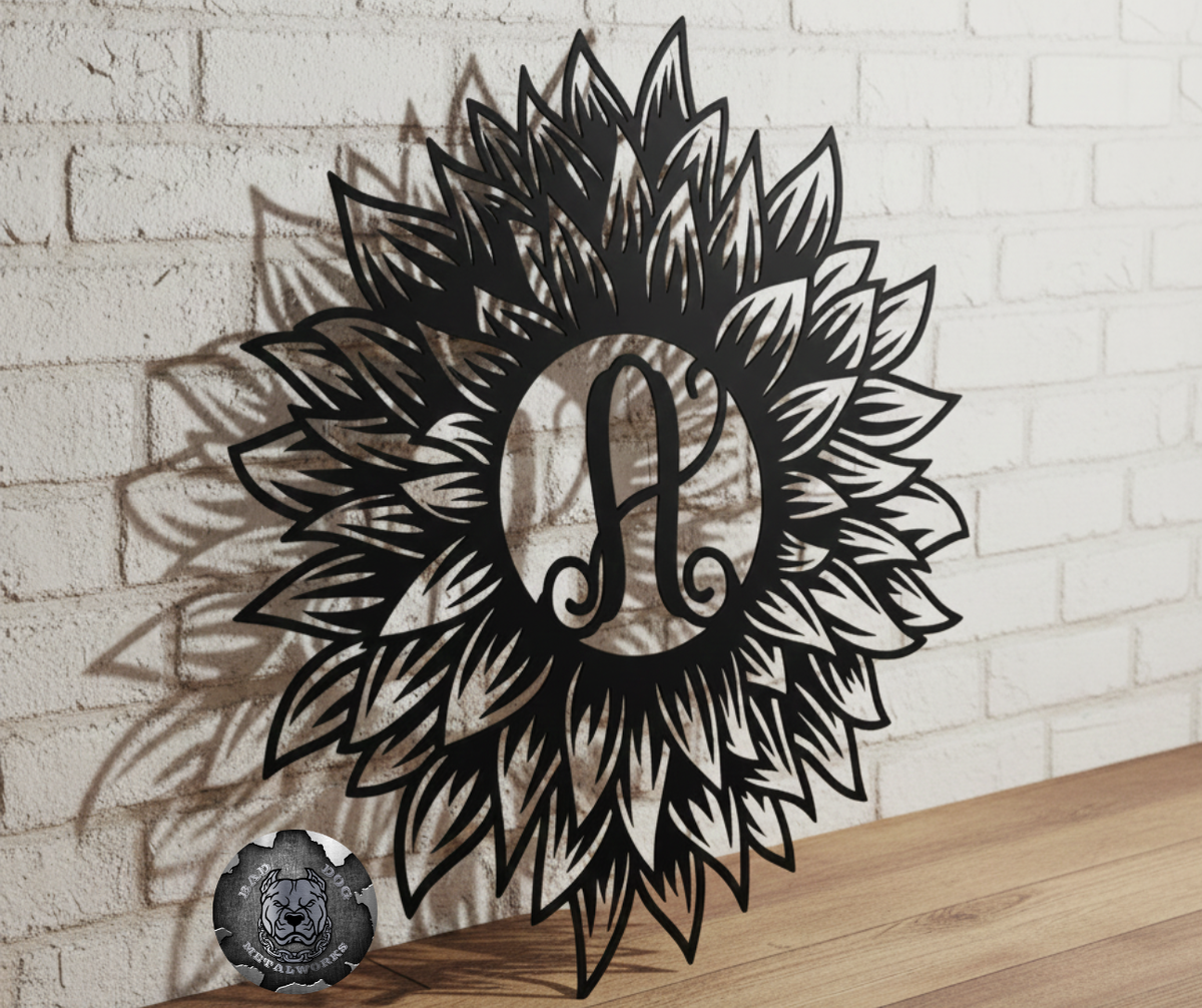 Sunflower Initial Sunflower Initial Monogram – Bad Dog Metalworks