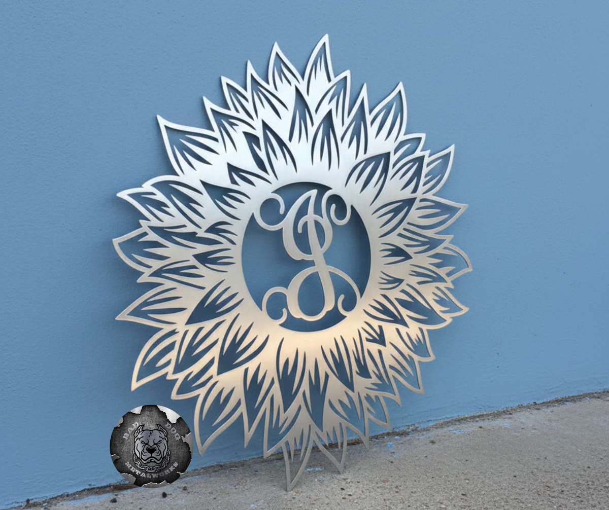Sunflower Initial Sunflower Initial Monogram – Bad Dog Metalworks