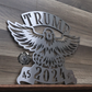 Trump 2024 45/47 Eagle in bare metal from Bad Dog Metalworks