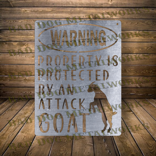 Warning Property is Protected by an Attack Goat - Dxf and Svg