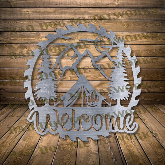 Camping Welcome Saw - Dxf and Svg