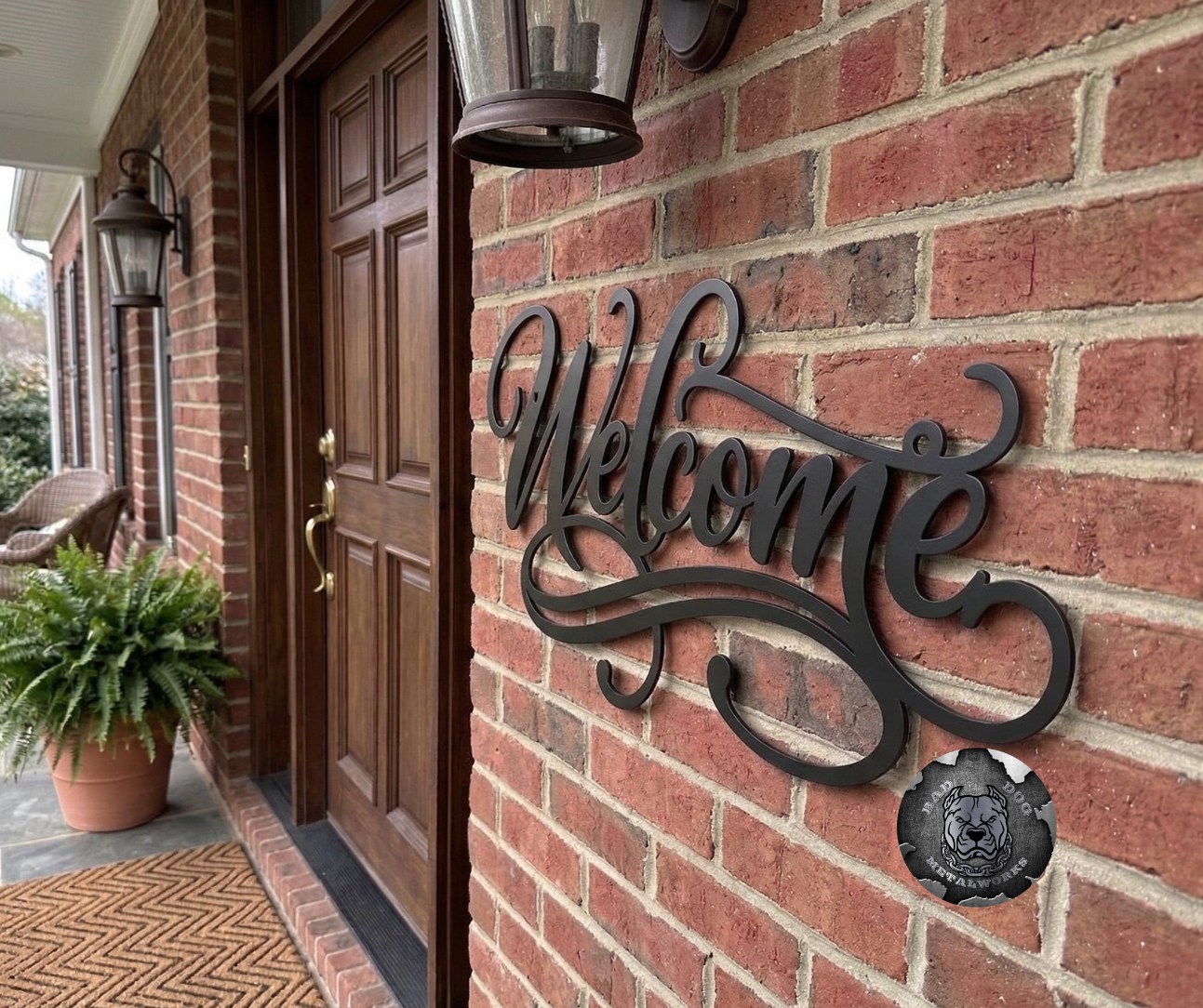 Welcome Script Metal Sign