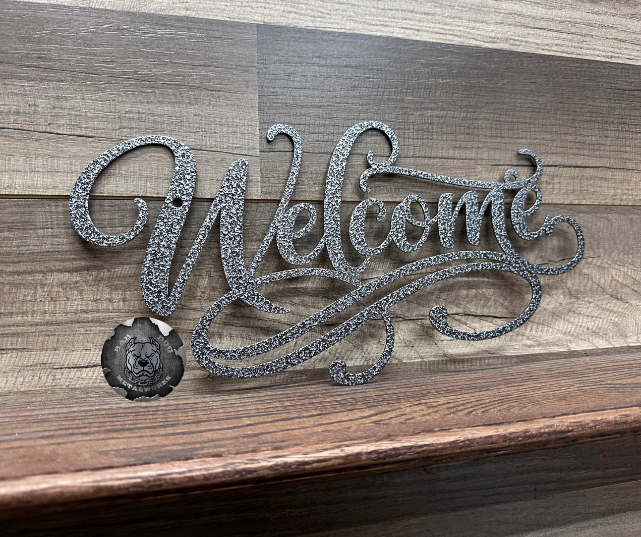 Welcome Script Metal Sign