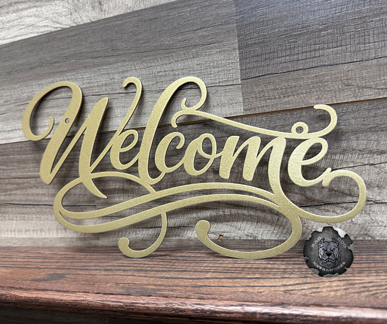 Welcome Script Metal Sign