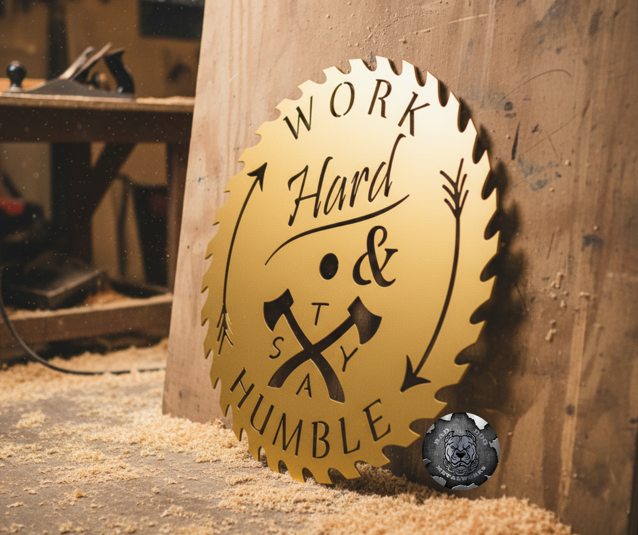 Work Hard & Stay Humble Decorative Circular Saw