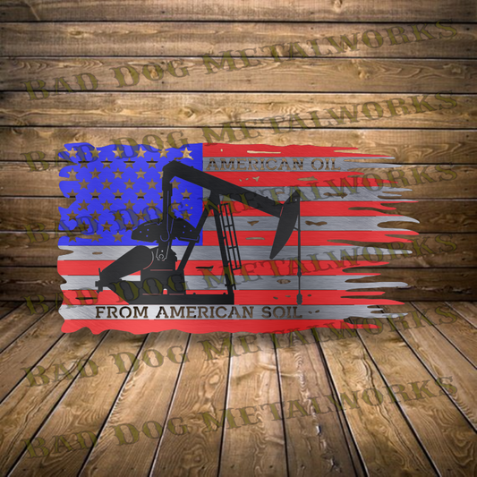 American Oil from American Soil Tattered Flag - Dxf and Svg