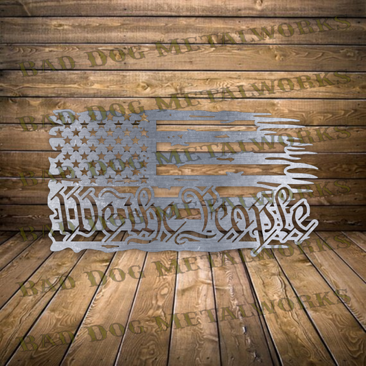 Bad Dog We the People Tattered Flag - Dxf and Svg