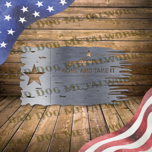 Tattered Texas Flag Come and Take It AR - Dxf and Svg